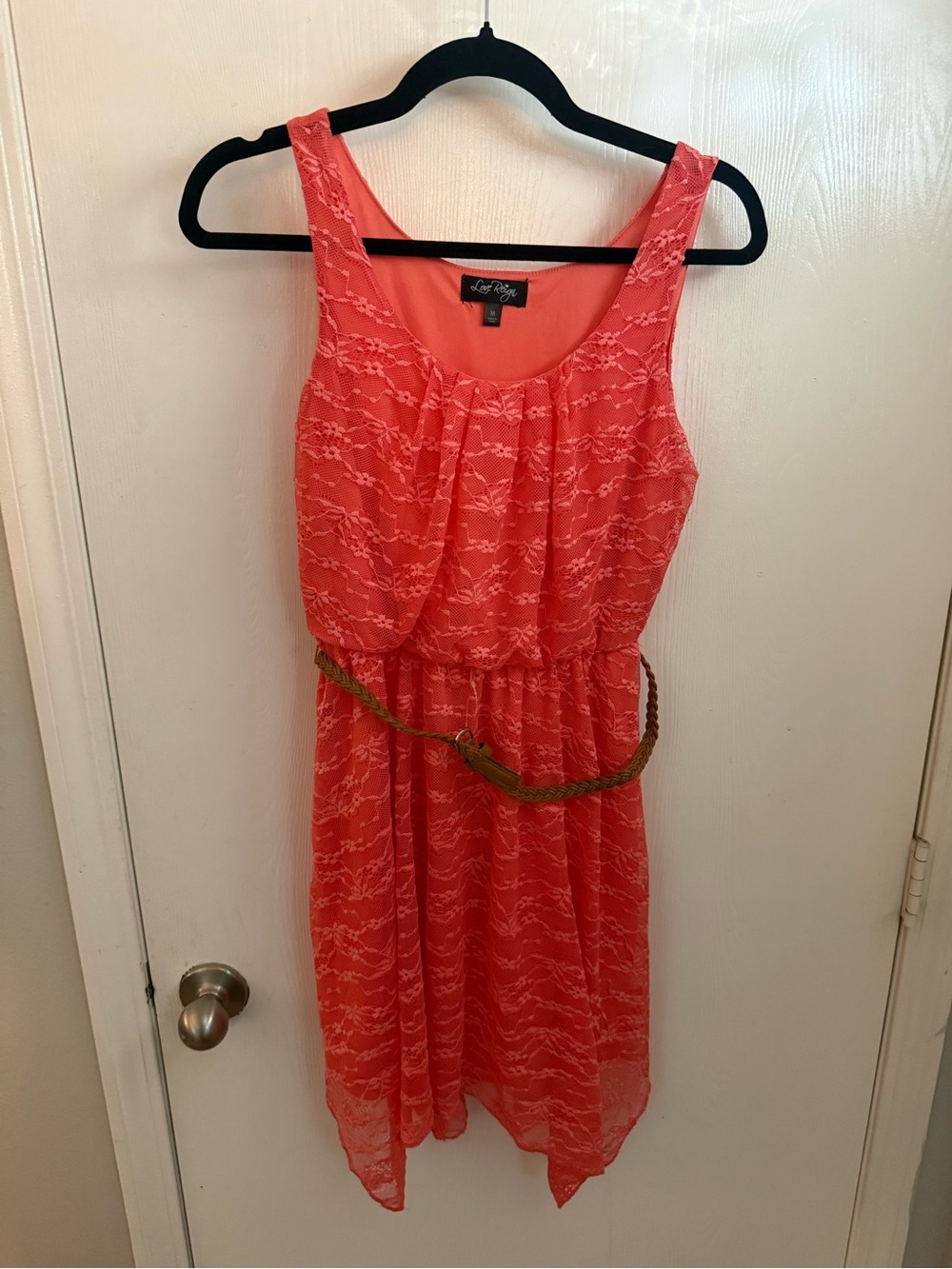 Love Reign Coral Lace Sleeveless Mini Dress